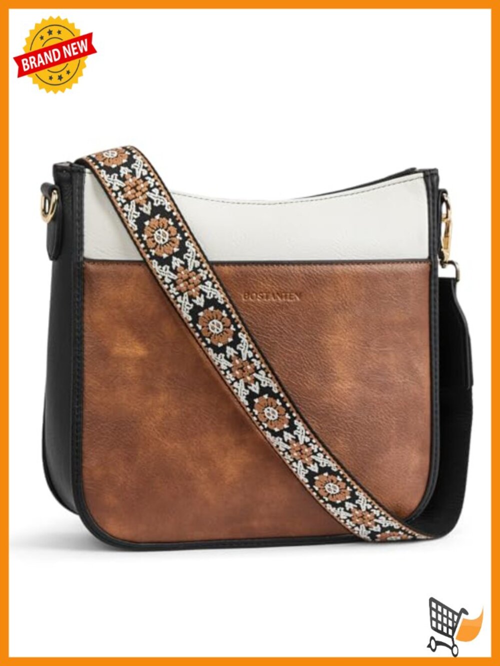 Women's Vegan Leather Crossbody Hobo Bag With Wide Shoulder Strap